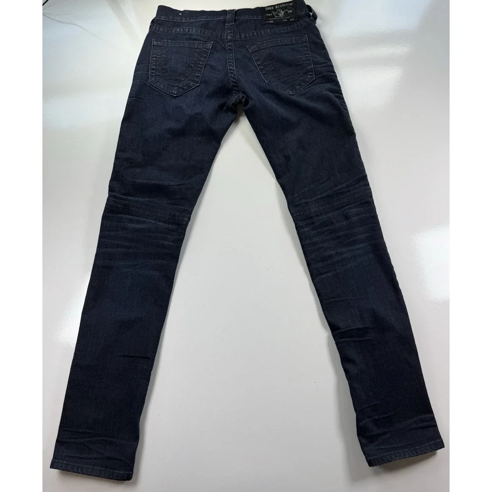 True Religion Jean Mens 30 Rocco Relaxed Skinny Moto Dark wash Stretch Zip denim